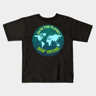 save the planet shop vintage Kids T-Shirt